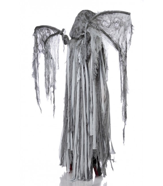 Todesengelkostüm Damen Angel of Death Kostüm Komplettset von Mask Paradise, aus Fransencape mit Kapuze und Flügeln aus Formdraht