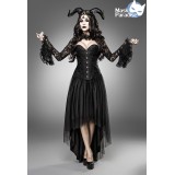 Dämonenkostüm - Gothic Queen Kostümset von Mask Paradise, bestehend aus Hörnern, Kopfschmuck, Bolero, Corsage und Rock