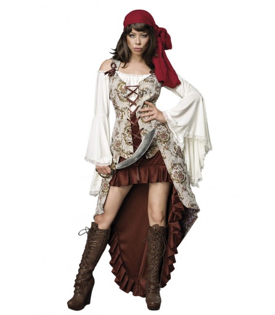 Piratenbrautkostüm Piratenkostüm - Kostüm Komplettset Pirate Bride von Mask Paradise besteht aus Weste, Kopftuch, Rock, Säbel un