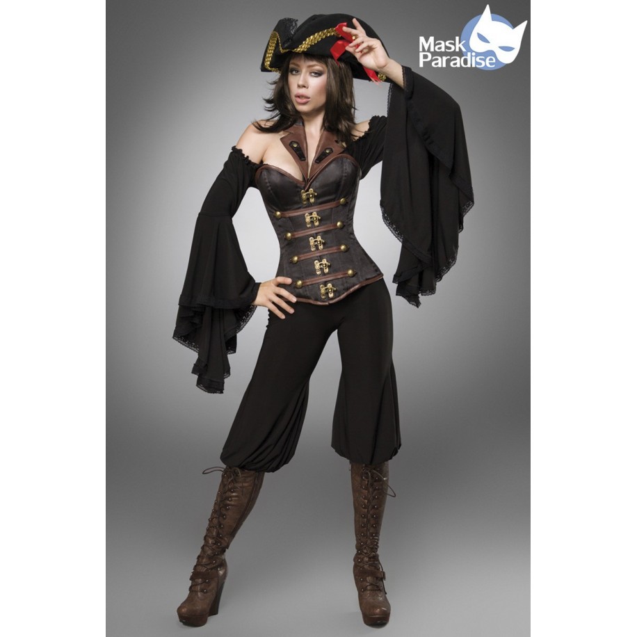 Piratenkostüm: Female Pirate von Mask Paradise. Kostümset Bluse, Hose, Corsage und Hut