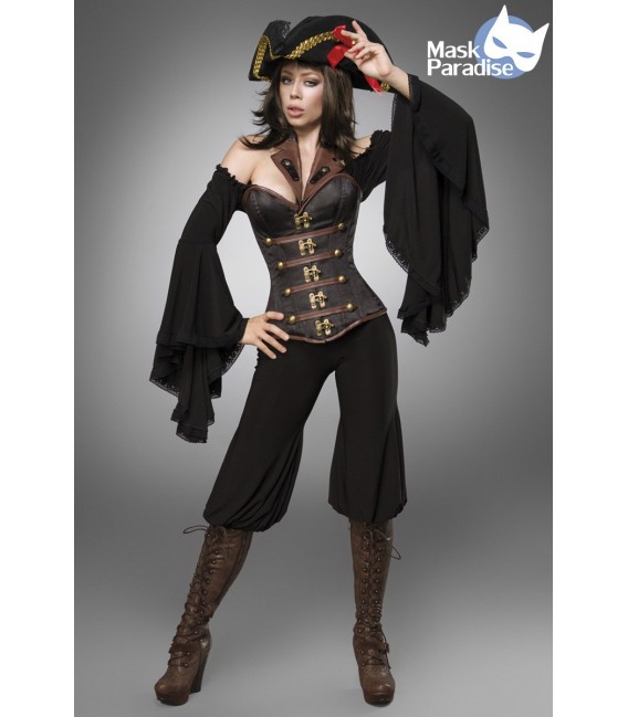 Piratenkostüm: Female Pirate von Mask Paradise. Kostümset Bluse, Hose, Corsage und Hut