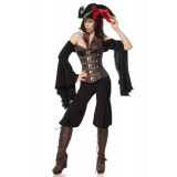 Piratenkostüm: Female Pirate von Mask Paradise. Kostümset Bluse, Hose, Corsage und Hut