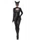 Catwoman Kostüm von Mask Paradise. Kostümset besteht aus Wetlook-Overall mit langen Armen, Katzenmaske und Krallen-Handschuhe