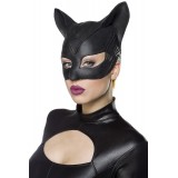 Catwoman Kostüm von Mask Paradise. Kostümset besteht aus Wetlook-Overall mit langen Armen, Katzenmaske und Krallen-Handschuhe