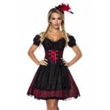 Premium Dirndl mit Bluse und Schürze rot/schwarz - AT70000