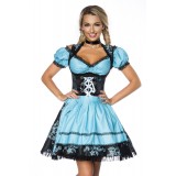 Premium Dirndl mit Bluse und Schürze blau/schwarz - AT70000