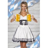 Premium Dirndl mit Bluse und Schürze silber/weiß/schwarz - AT70000