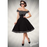 Schulterfreies Swing-Kleid mit Tellerrock von Belsira schwarz/weiß