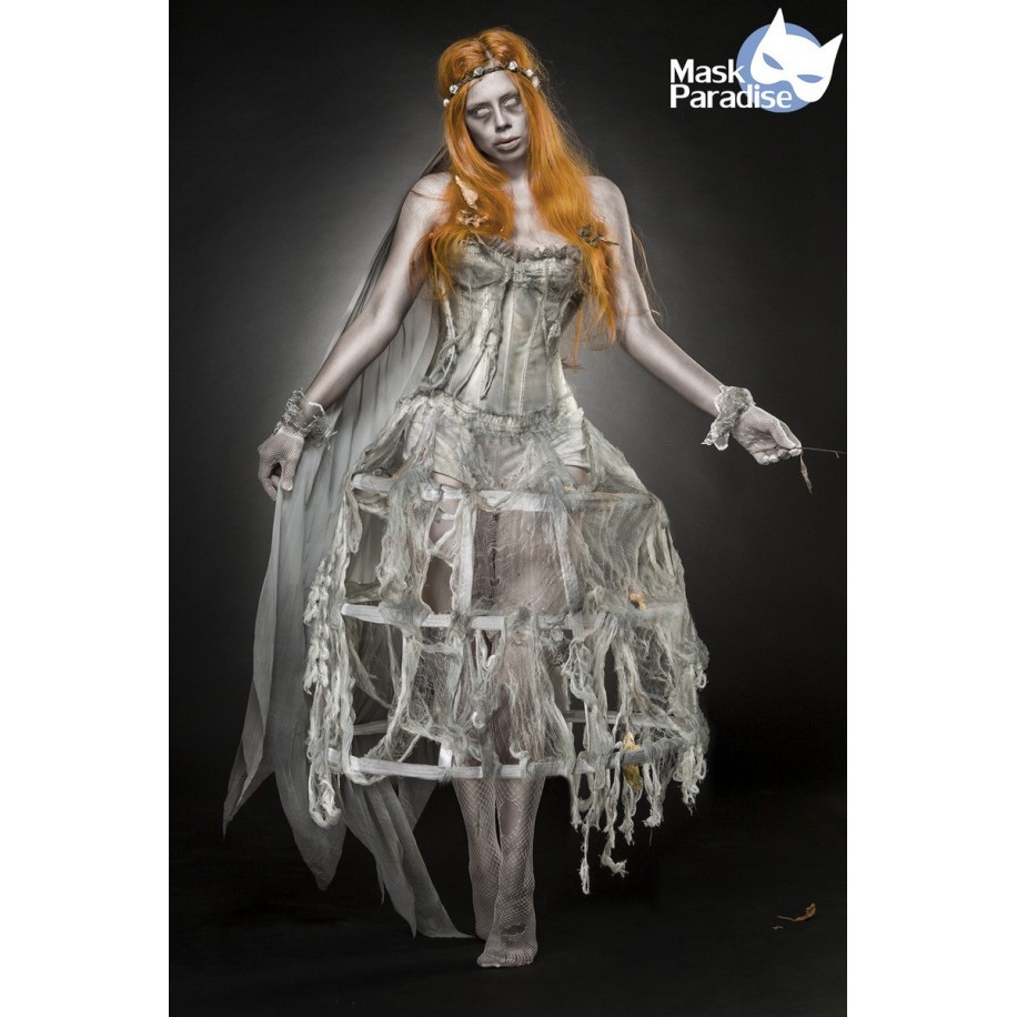 Zombiekostüm - Zombie Bride Kostüm von Mask Paradise - Kleid, Handschuhe, Stockings, Schleier, Höschen