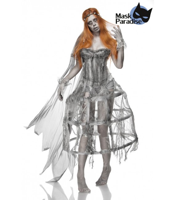 Zombiekostüm - Zombie Bride Kostüm von Mask Paradise - Kleid, Handschuhe, Stockings, Schleier, Höschen