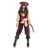 Captain Jacky Kostümset für Damen von Mask Paradise - Hose, Bluse, Weste, 2x Boot Cover, Hut, Pistole, Kopftuch, 2 Tücher und 3 