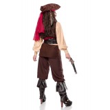 Captain Jacky Kostümset für Damen von Mask Paradise - Hose, Bluse, Weste, 2x Boot Cover, Hut, Pistole, Kopftuch, 2 Tücher und 3 