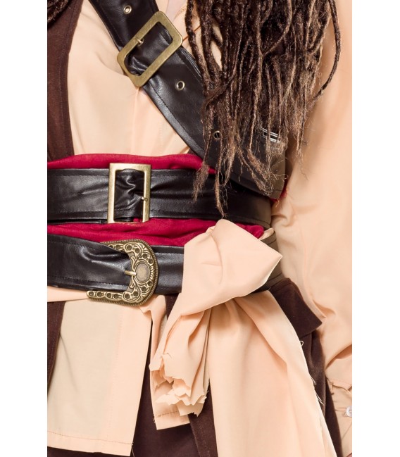 Captain Jacky Kostümset für Damen von Mask Paradise - Hose, Bluse, Weste, 2x Boot Cover, Hut, Pistole, Kopftuch, 2 Tücher und 3 