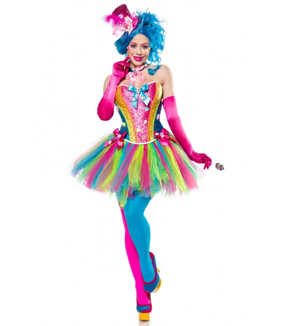 Candy Girl Kostümset Mask Paradise - Corsage, Tutu, Hut, Halsband, Handschuhe, Stockings und Lolli