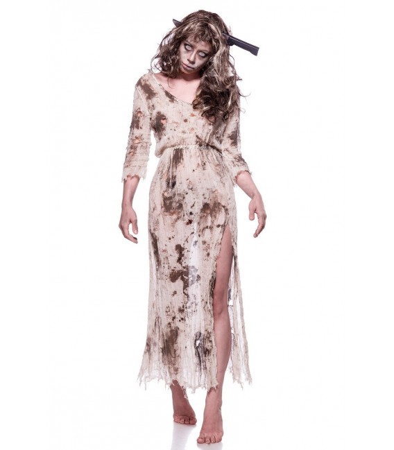 Horror Zombie Kostüm Mask Paradise - Kleid, Haarreif und einer Perücke