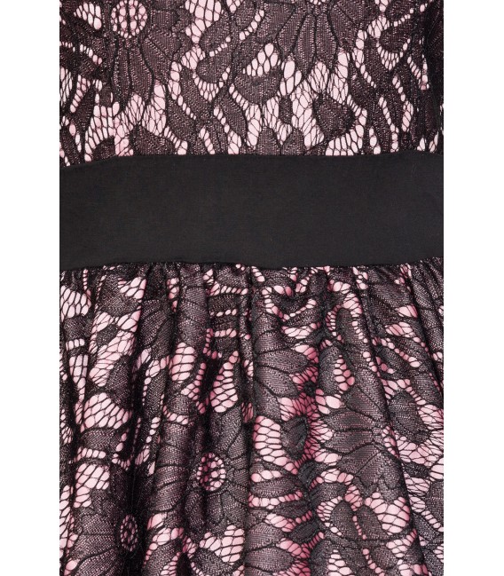 Vintage-Spitzenkleid schwarz/rosa - AT50091