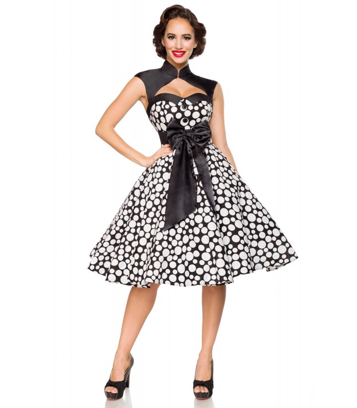 Vintage-Kleid schwarz/weiß/dots - AT50096 - FashionMoon