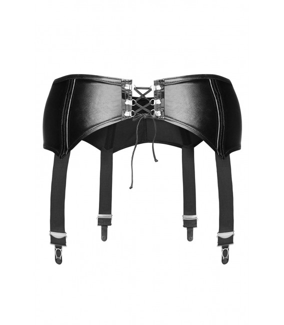 schwarzer Wetlook Strapsgürtel F034 von Noir Handmade