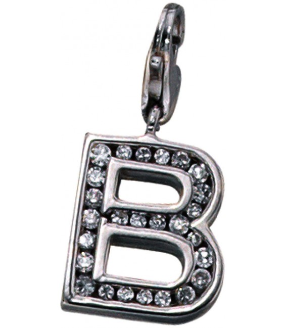 Einhänger Charm Buchstabe B 925 Sterling Silber mit Zirkonia Bild1