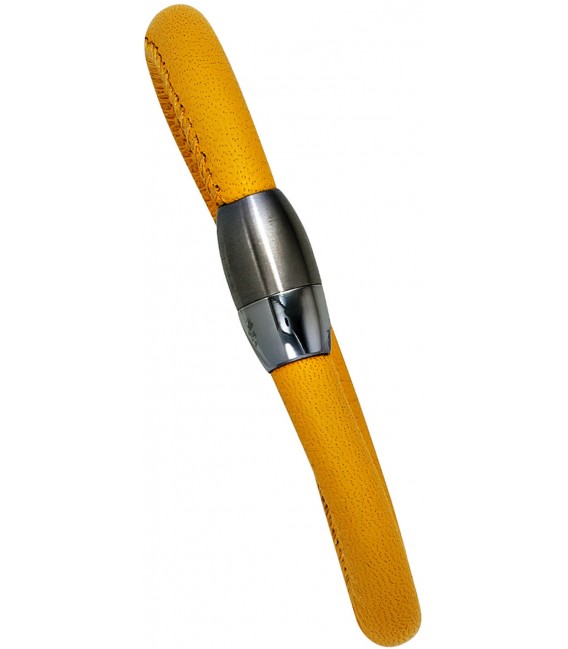 Armband Leder gelb Verschluss aus Edelstahl mattiert 19 cm Lederarmband Bild1
