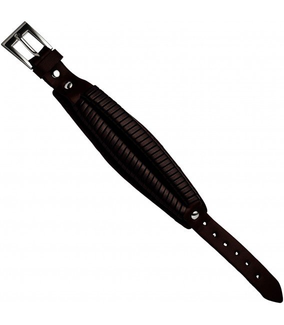 Armband Leder braun dunkelbraun 215 cm mit Dornschließe aus Edelstahl Bild1