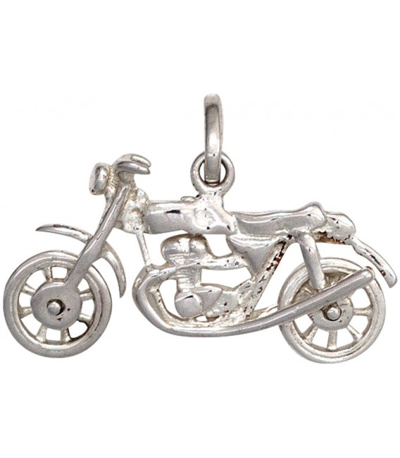 Kinder Anhänger Motorrad 925 Sterling Silber rhodiniert Kinderanhänger Bild1