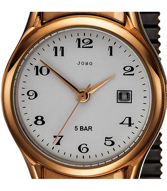 JOBO Damen Armbanduhr Quarz Analog Edelstahl gold vergoldet Flexband Datum Bild2