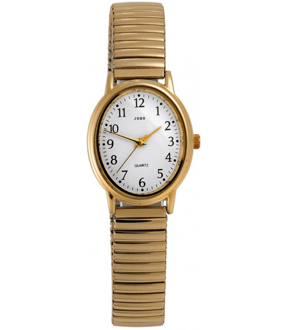 JOBO Damen Armbanduhr Quarz Analog Edelstahl vergoldet Flexband Damenuhr oval Bild1