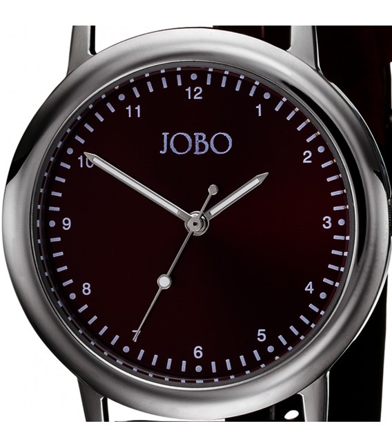 JOBO Unisex Uhr Armbanduhr Edelstahl Quarz Analog Lederband rot dunkelrot Bild2