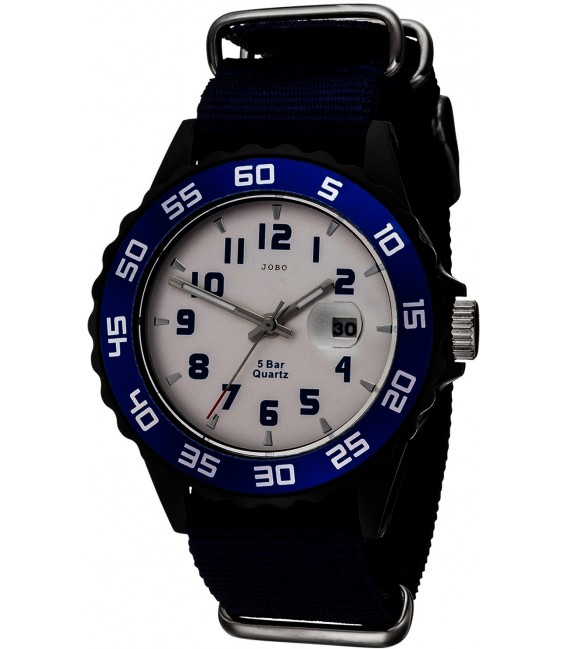 JOBO Kinder Armbanduhr Quarz Analog schwarz blau Kinderuhr mit Datum Bild1