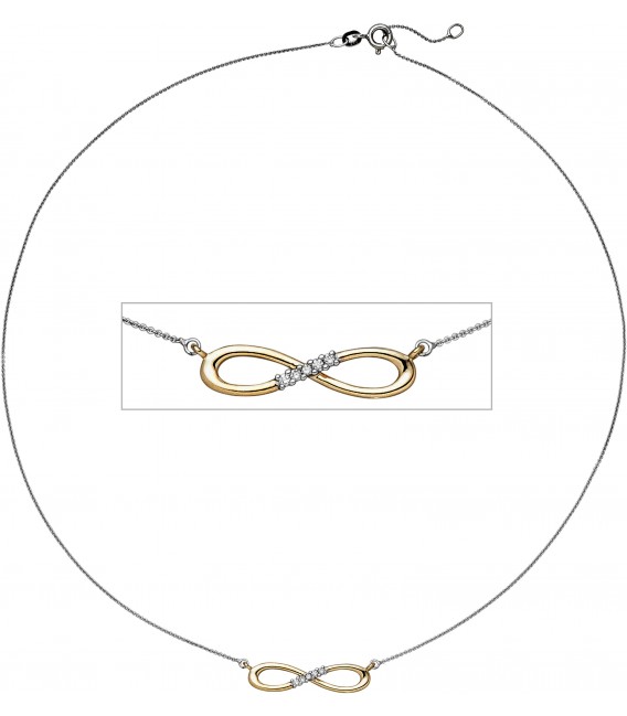 Collier Halskette Unendlich 585 Gold bicolor 5 Diamanten Brillanten Kette Bild1