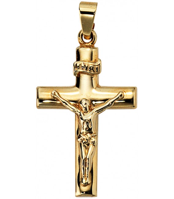 Anhänger Kreuz 333 Gold Gelbgold Kreuzanhänger Goldkreuz mit Jesus INRI Bild1