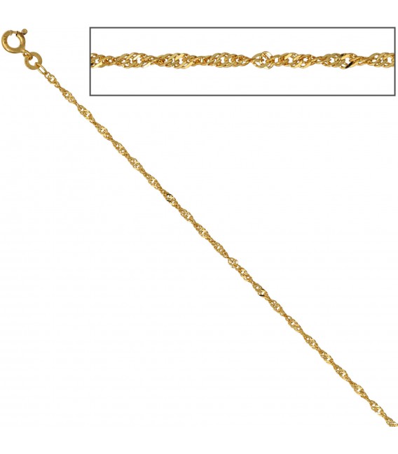 Singapurkette 585 Gelbgold 18 mm 50 cm Gold Kette Halskette Goldkette Federring Bild3