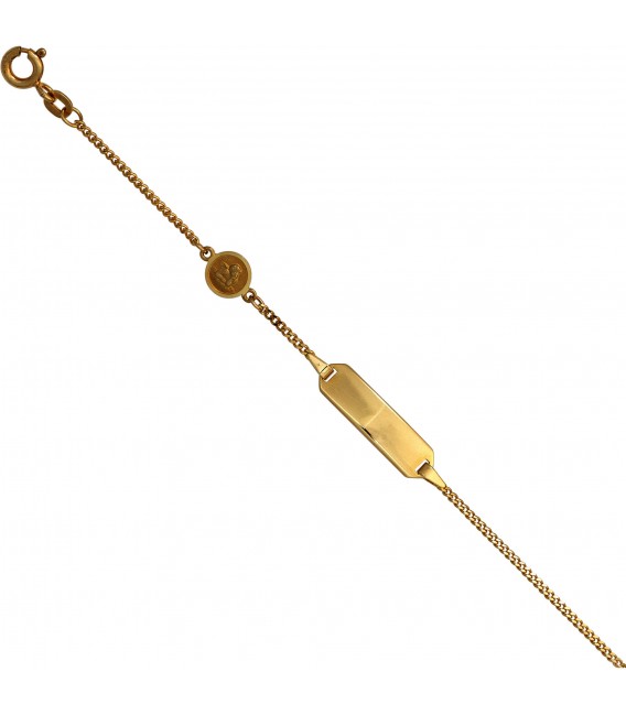 Schildband Engel 585 Gold Gelbgold mattiert 14 cm Gravur ID Armband Federring Bild2