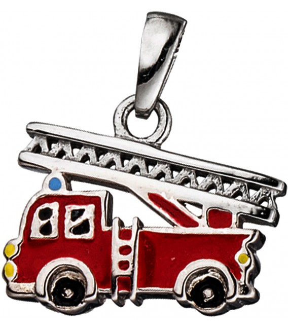 Kinder Anhänger Feuerwehrauto rot 925 Silber Feuerwehr Kinderanhänger Bild1