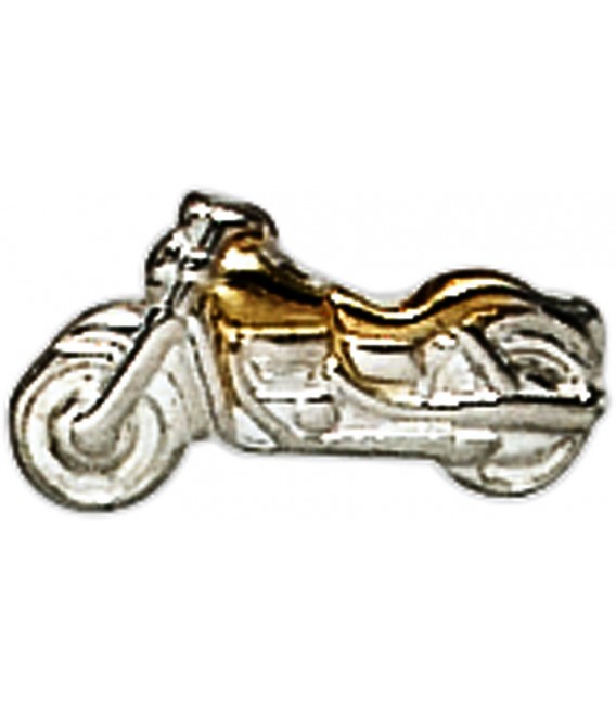 Einzel-Ohrstecker Motorrad 925 Sterling Silber bicolor vergoldet Bild1