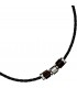 Collier Halskette Leder schwarz mit Edelstahl und Holz 45 cm Kette Lederkette Bild3