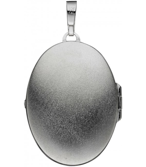 Medaillon oval 925 Sterling Silber mattiert geschwärzt Anhänger zum Öffnen Bild2