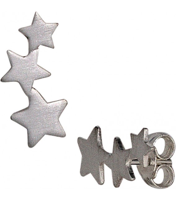 Ohrstecker Sterne 925 Sterling Silber matt Ohrringe Silberohrstecker Bild1
