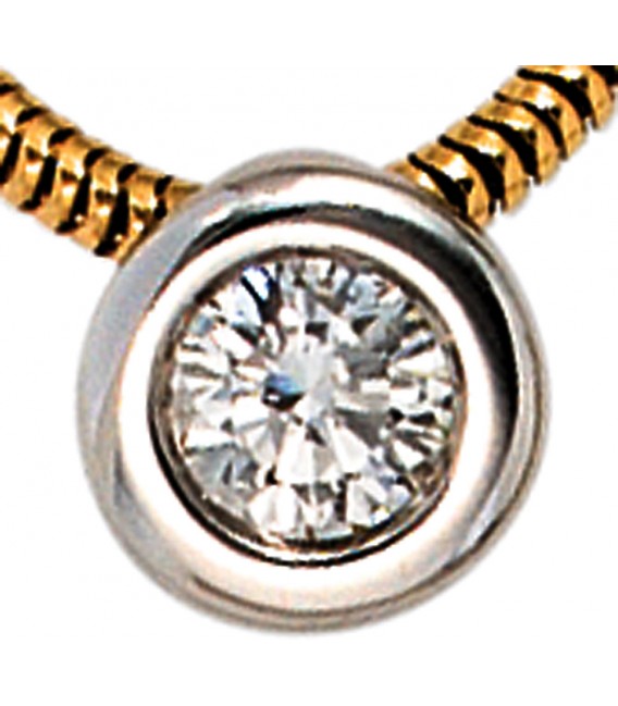 Collier Kette mit Anhänger 585 Gold bicolor 1 Diamant Brillant 42 cm Halskette Bild2