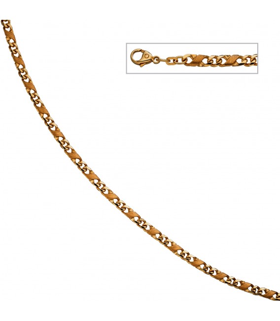 Halskette Kette 585 Gold Gelbgold massiv mattiert 50 cm Karabiner Bild2
