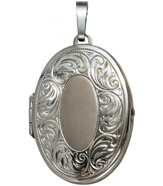 Medaillon oval für 2 Fotos 925 Sterling Silber matt Anhänger zum Öffnen Bild4