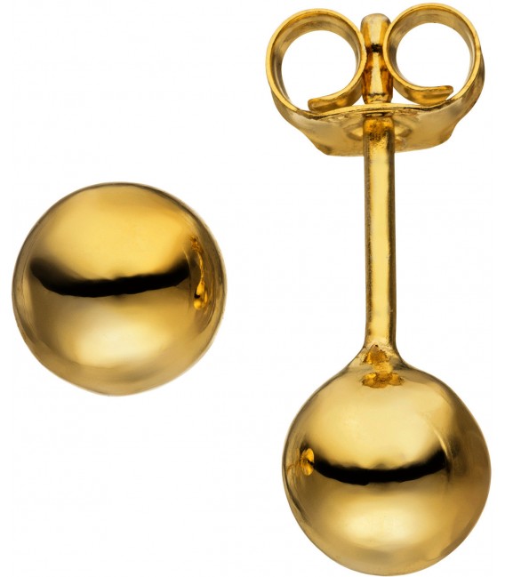 Ohrstecker Kugel 6 mm 925 Silber gold vergoldet Ohrringe Kugelohrstecker Bild1