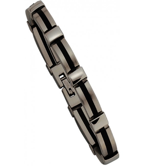 Armband Edelstahl mit Kautschuk kombiniert mattiert 19 cm Klappverschluss Bild2