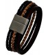 Armband Leder mehrfarbig mit mattiertem Edelstahl 20 cm Lederarmband breit Bild2