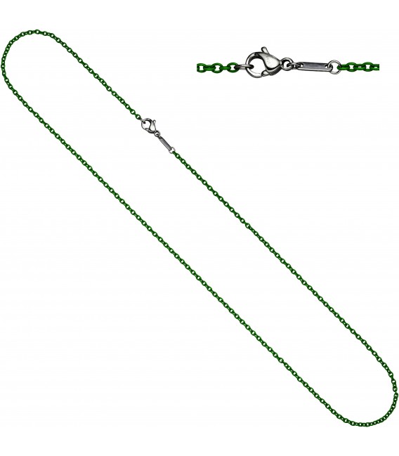 Rundankerkette Edelstahl grün lackiert 42 cm Kette Halskette Karabiner Bild1