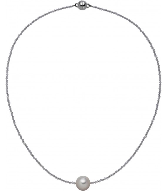 Collier Kette mit Anhänger Bergkristall Süßwasser Perle 925 Silber 43 cm Bild1