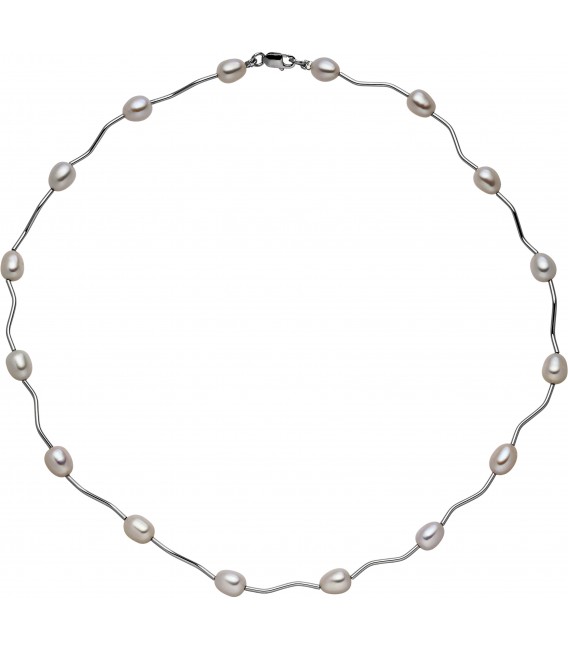 Collier Kette Halskette 925 Silber mit 16 Süßwasser Perlen 44 cm Bild1