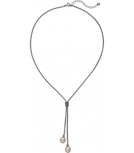 Collier Kette Halskette 925 Silber mit 2 Süßwasser Perlen 43 cm Bild1