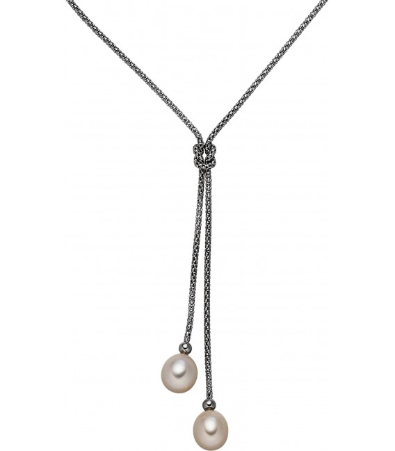 Collier Kette Halskette 925 Silber mit 2 Süßwasser Perlen 43 cm Bild2